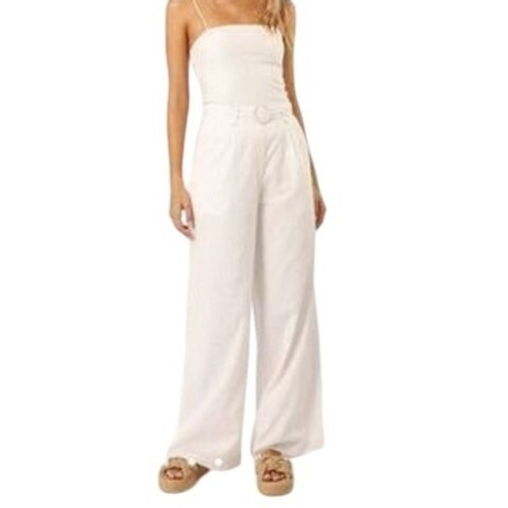 Petal & Pup Cream Wide-Leg Belted Trousers